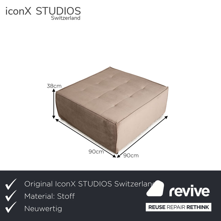 IconX STUDIOS Samt Stoff Hocker Braun