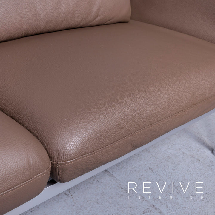 Brühl Roro Canapé design en cuir marron avec fonction canapé en cuir véritable #6443