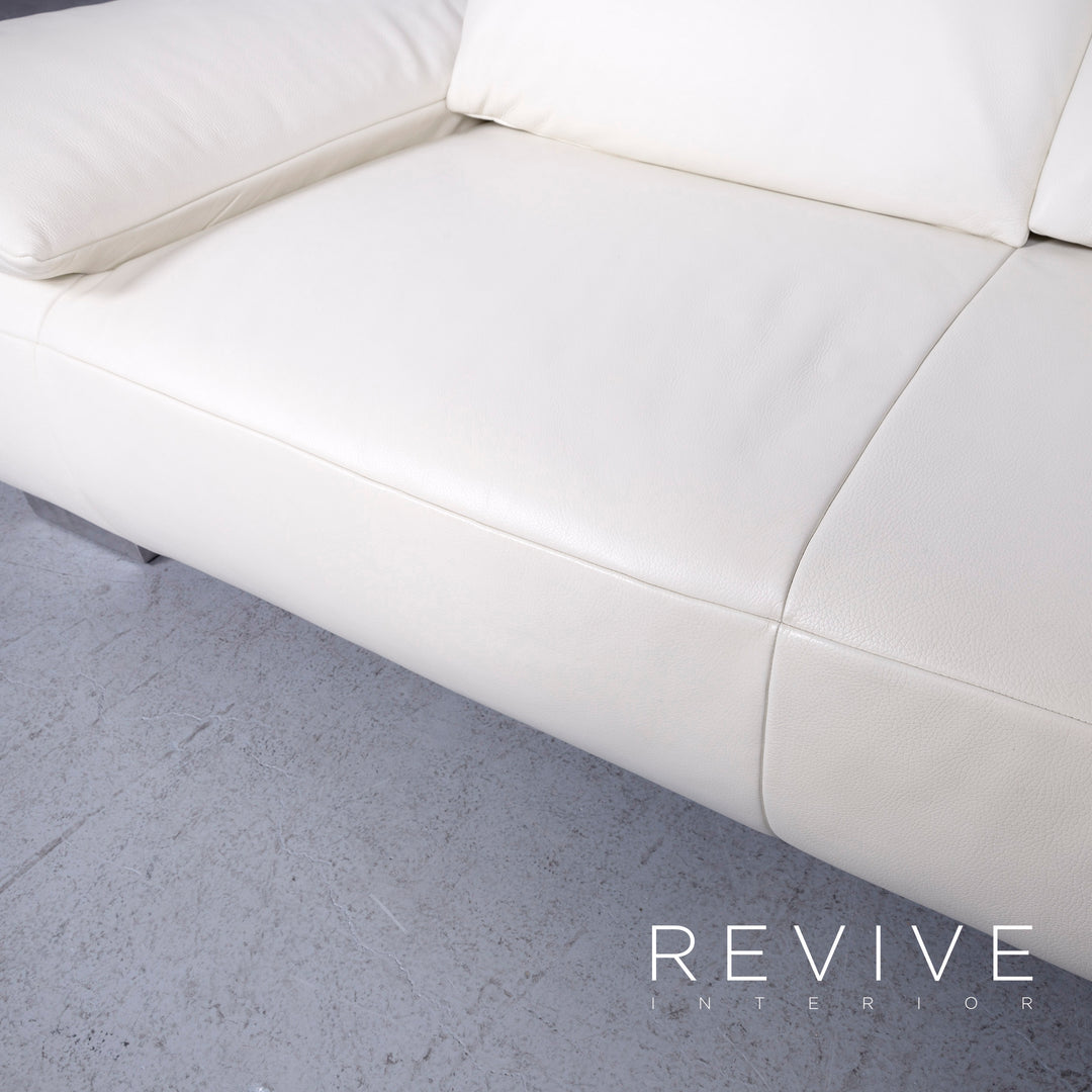 Koinor Volare Designer Leder Sofa Weiß Echtleder Couch #6481