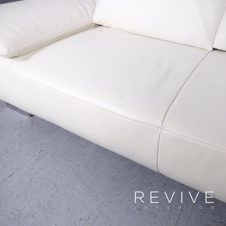Koinor Volare Designer Leder Sofa Weiß Echtleder Couch #6481