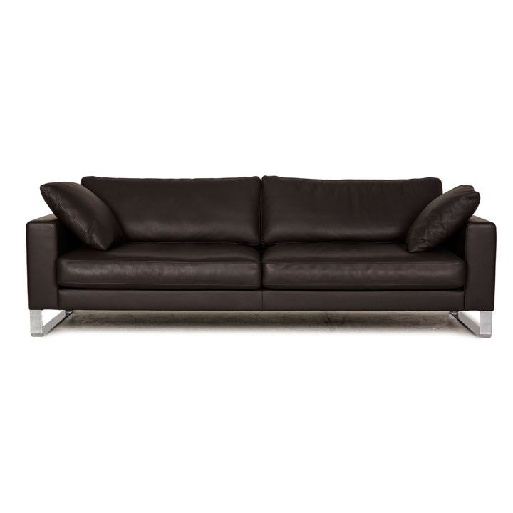 Interprofil Leder Sofa Dunkelbraun Dreisitzer