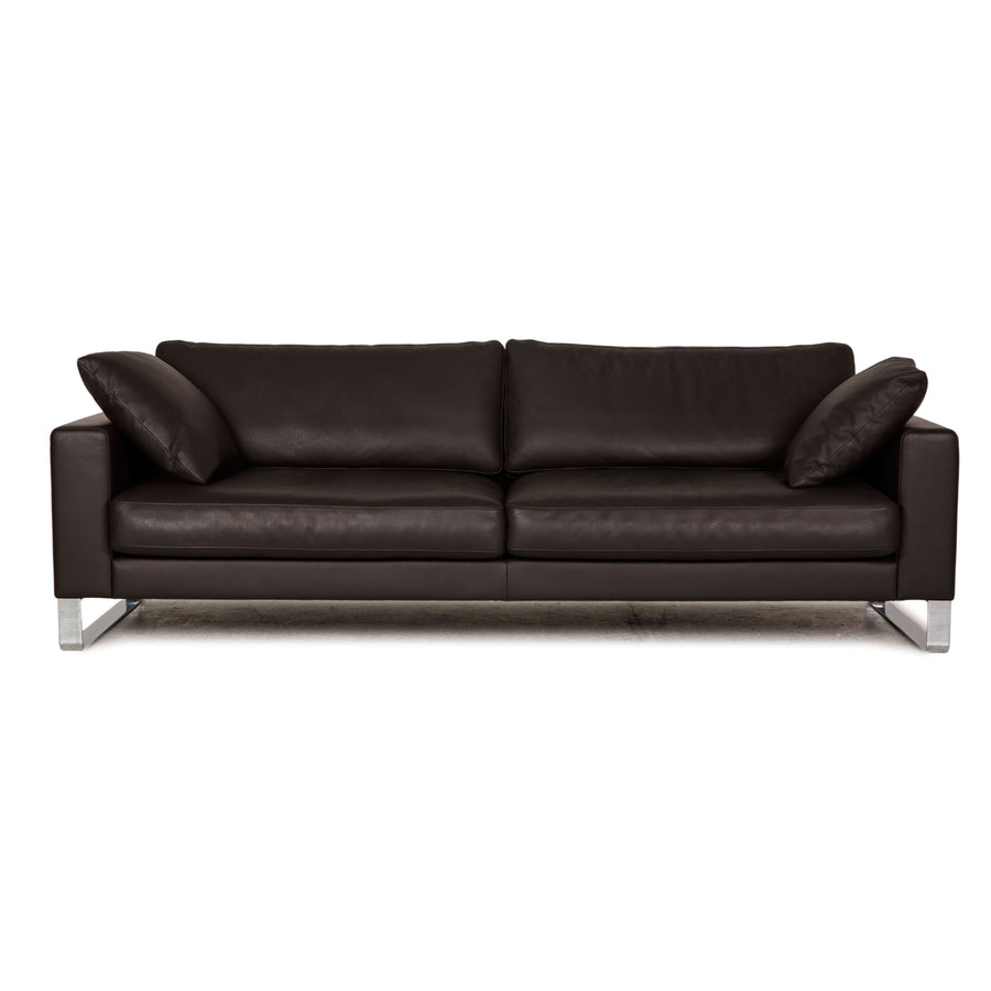 Interprofil Leder Sofa Dunkelbraun Dreisitzer