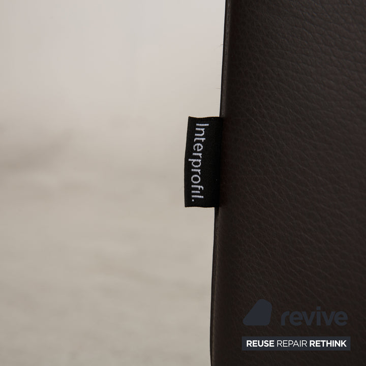 Interprofil Leder Sofa Dunkelbraun Dreisitzer