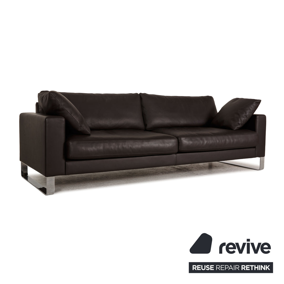 Interprofil Leder Sofa Dunkelbraun Dreisitzer