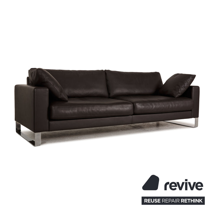 Interprofil Leder Sofa Dunkelbraun Dreisitzer