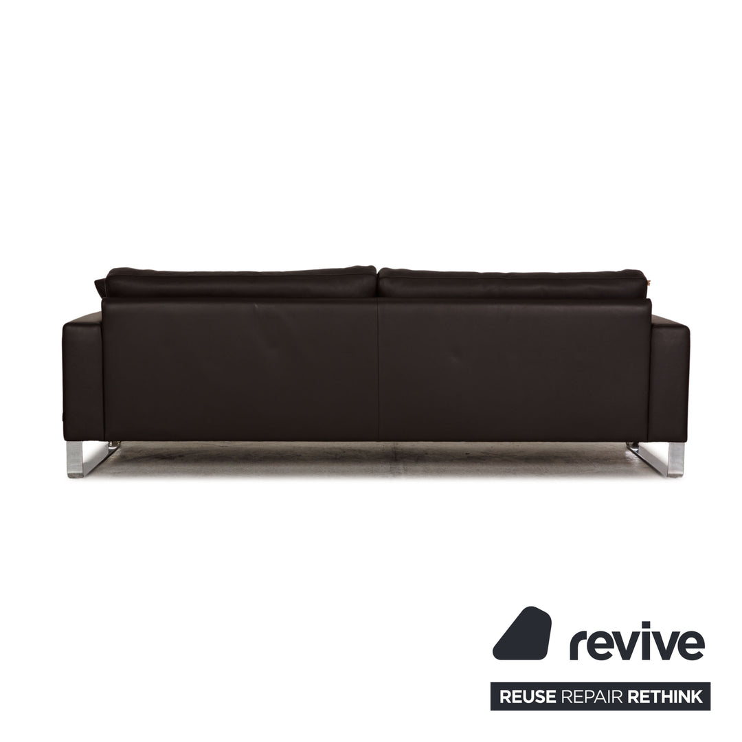 Interprofil Leder Sofa Dunkelbraun Dreisitzer