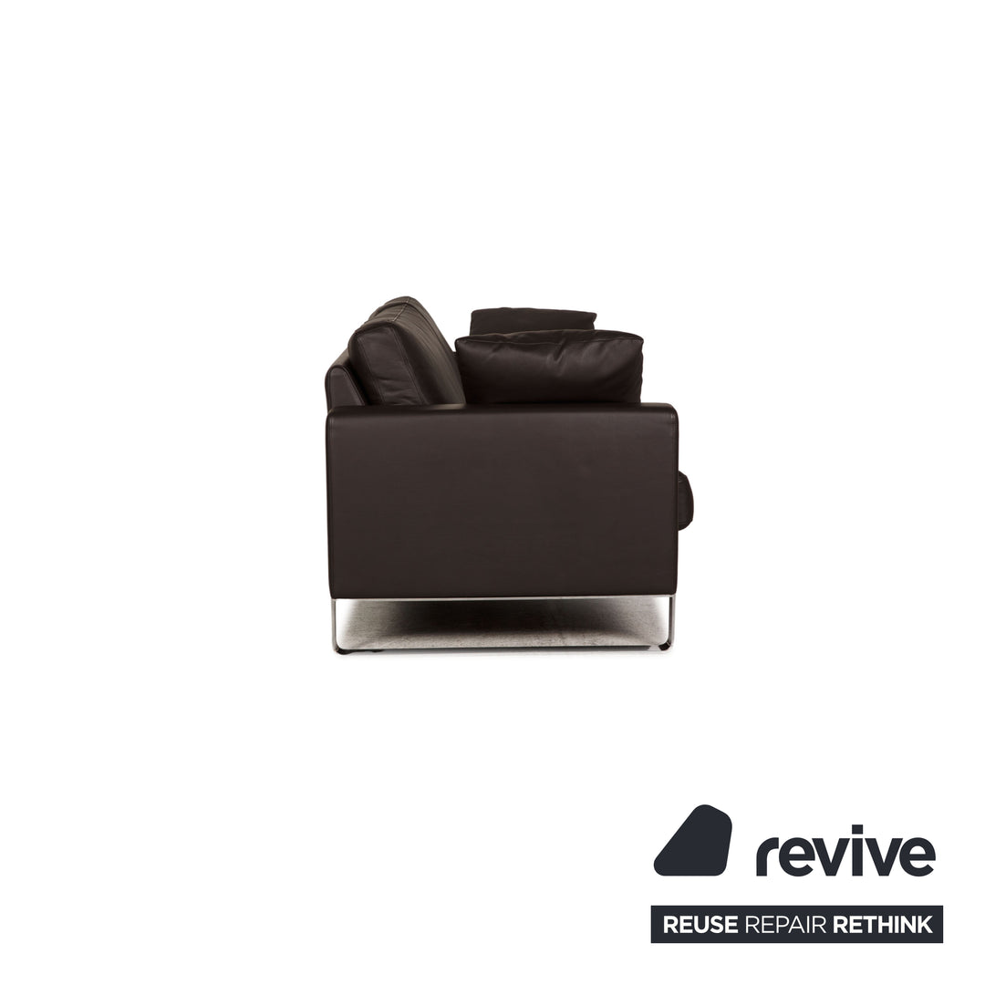 Interprofil Leder Sofa Dunkelbraun Dreisitzer