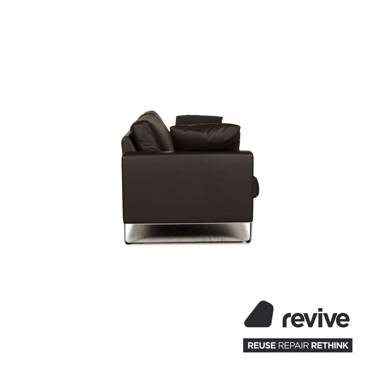 Interprofil Leder Sofa Dunkelbraun Dreisitzer