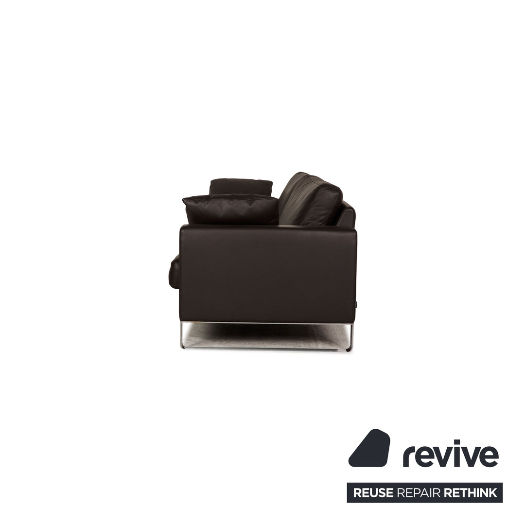 Interprofil Leder Sofa Dunkelbraun Dreisitzer
