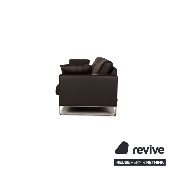 Interprofil Leder Sofa Dunkelbraun Dreisitzer