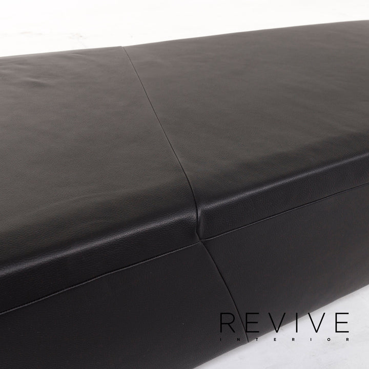 IP Design Drift Leather Stool Black Ottoman #12993