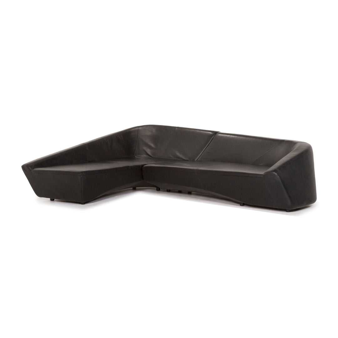 IP Design Drift Schwarz Ecksofa Leder Schwarz Sofa Couch #12989
