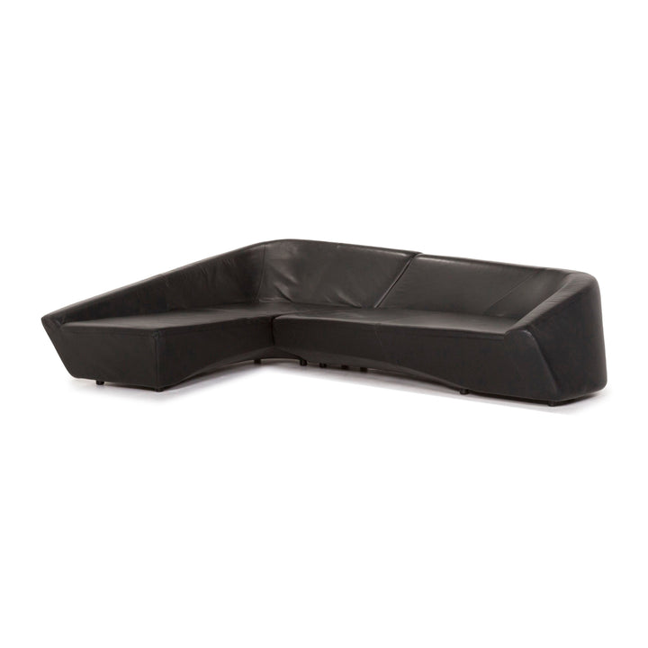 IP Design Drift Schwarz Ecksofa Leder Schwarz Sofa Couch #12989