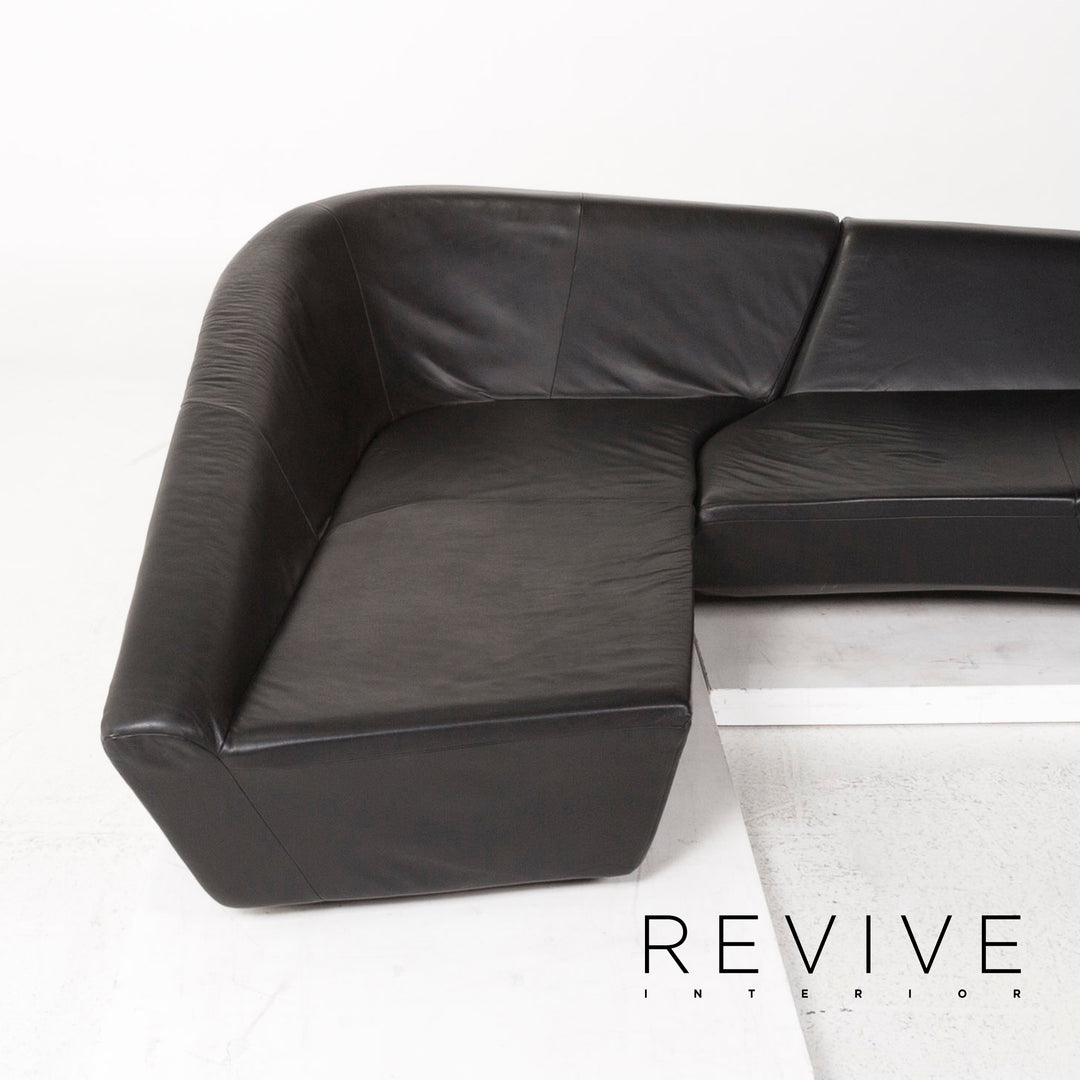 IP Design Drift Schwarz Ecksofa Leder Schwarz Sofa Couch #12989