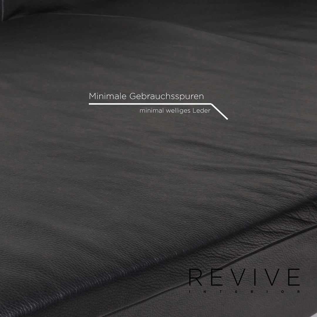 IP Design Drift Schwarz Ecksofa Leder Schwarz Sofa Couch #12989