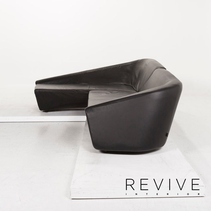 IP Design Drift Schwarz Ecksofa Leder Schwarz Sofa Couch #12989