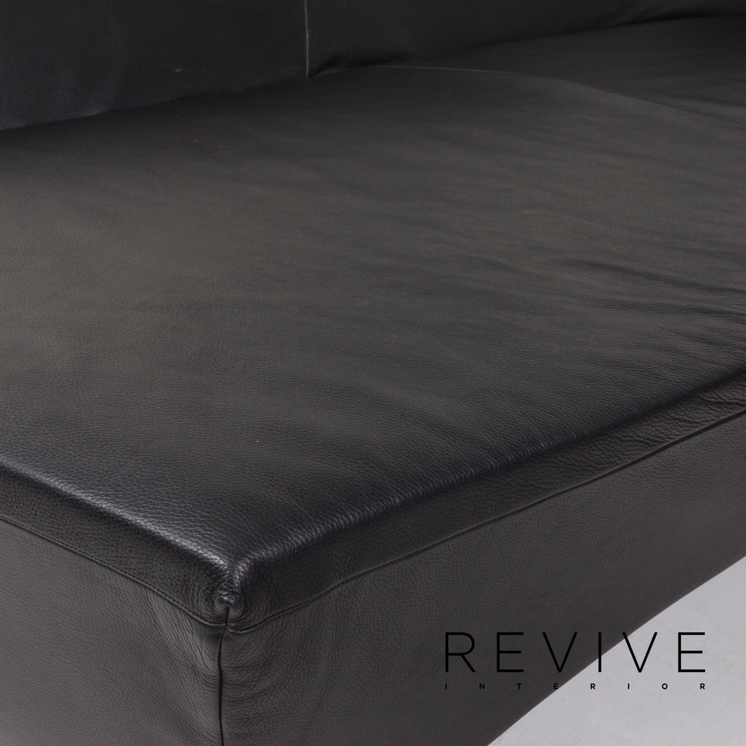 IP Design Drift Schwarz Ecksofa Leder Schwarz Sofa Couch #12989