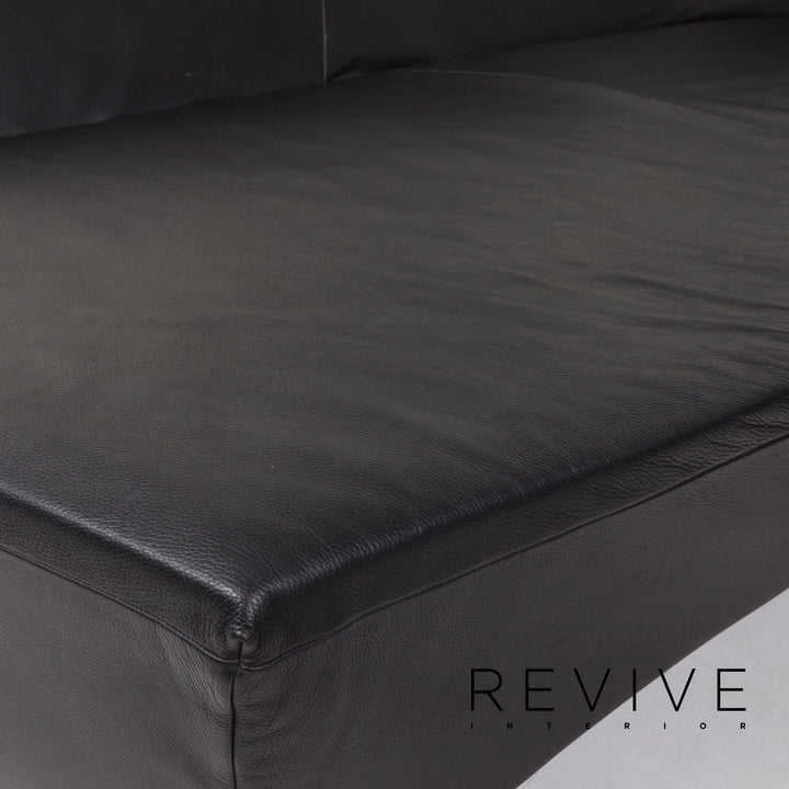 IP Design Drift Schwarz Ecksofa Leder Schwarz Sofa Couch #12989