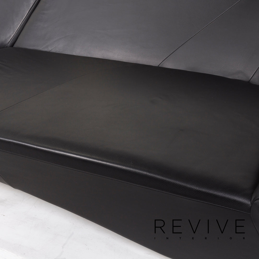 IP Design Drift Schwarz Ecksofa Leder Schwarz Sofa Couch #12989