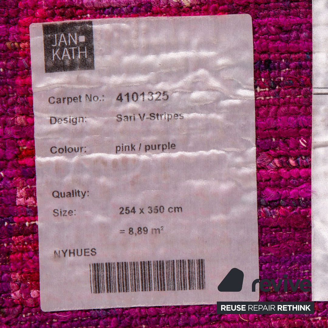 Tapis en soie Jan Kath Sari V-Stripes Soie Rose 254x350cm