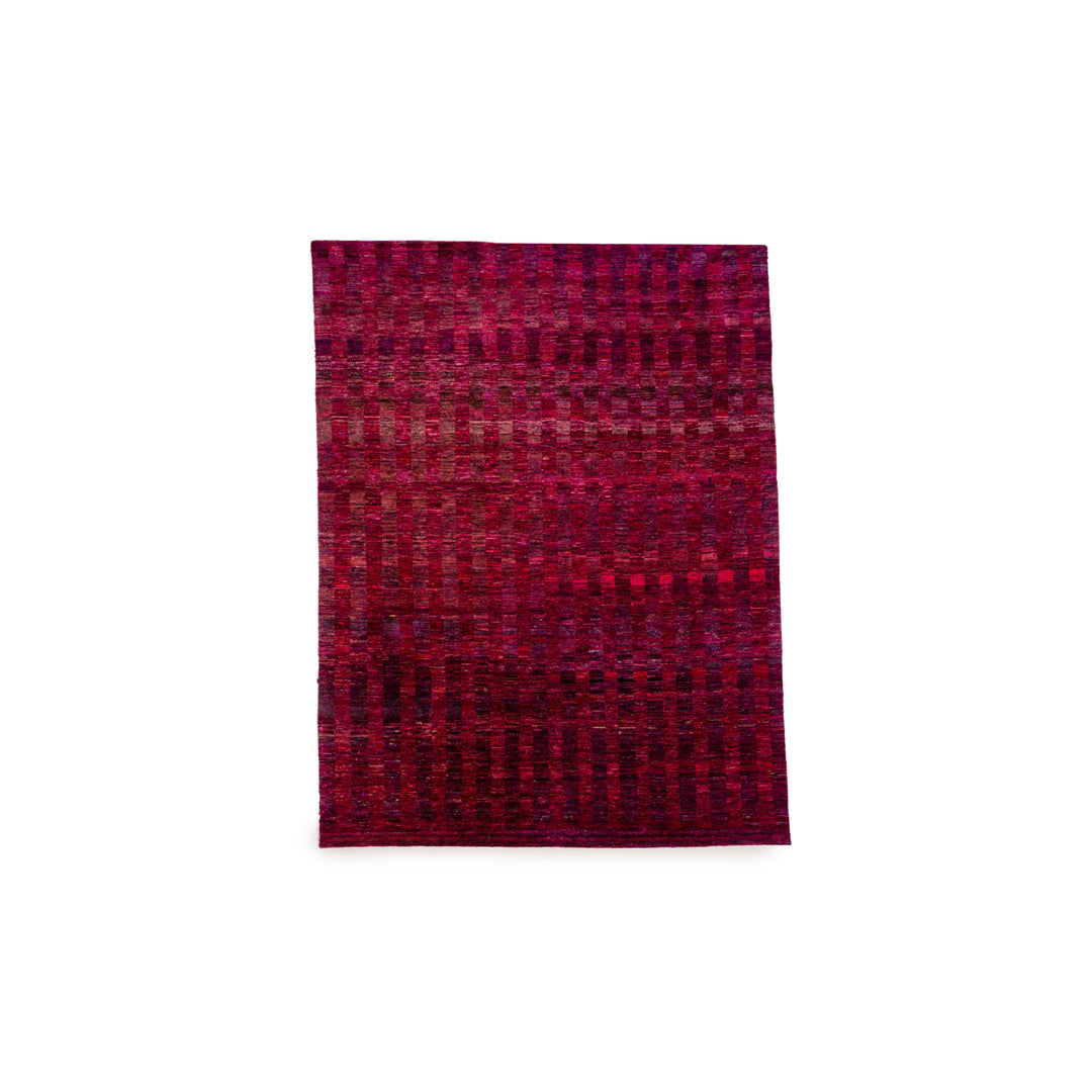 Tapis en soie Jan Kath Sari V-Stripes Soie Rose 254x350cm
