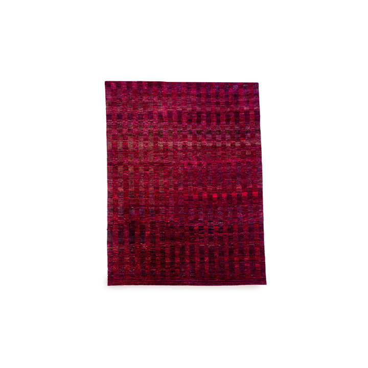 Tapis en soie Jan Kath Sari V-Stripes Soie Rose 254x350cm