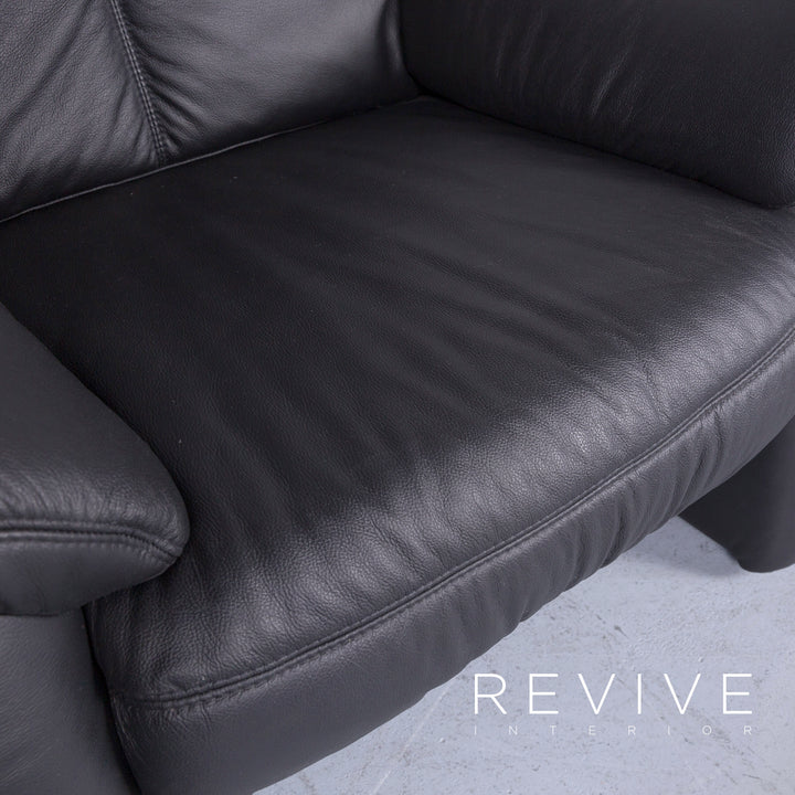 Casada Designer Leder Sofa Sessel Garnitur Schwarz Zweisitzer Couch Funktion Modern Echtleder Ausstellungsstück #5533