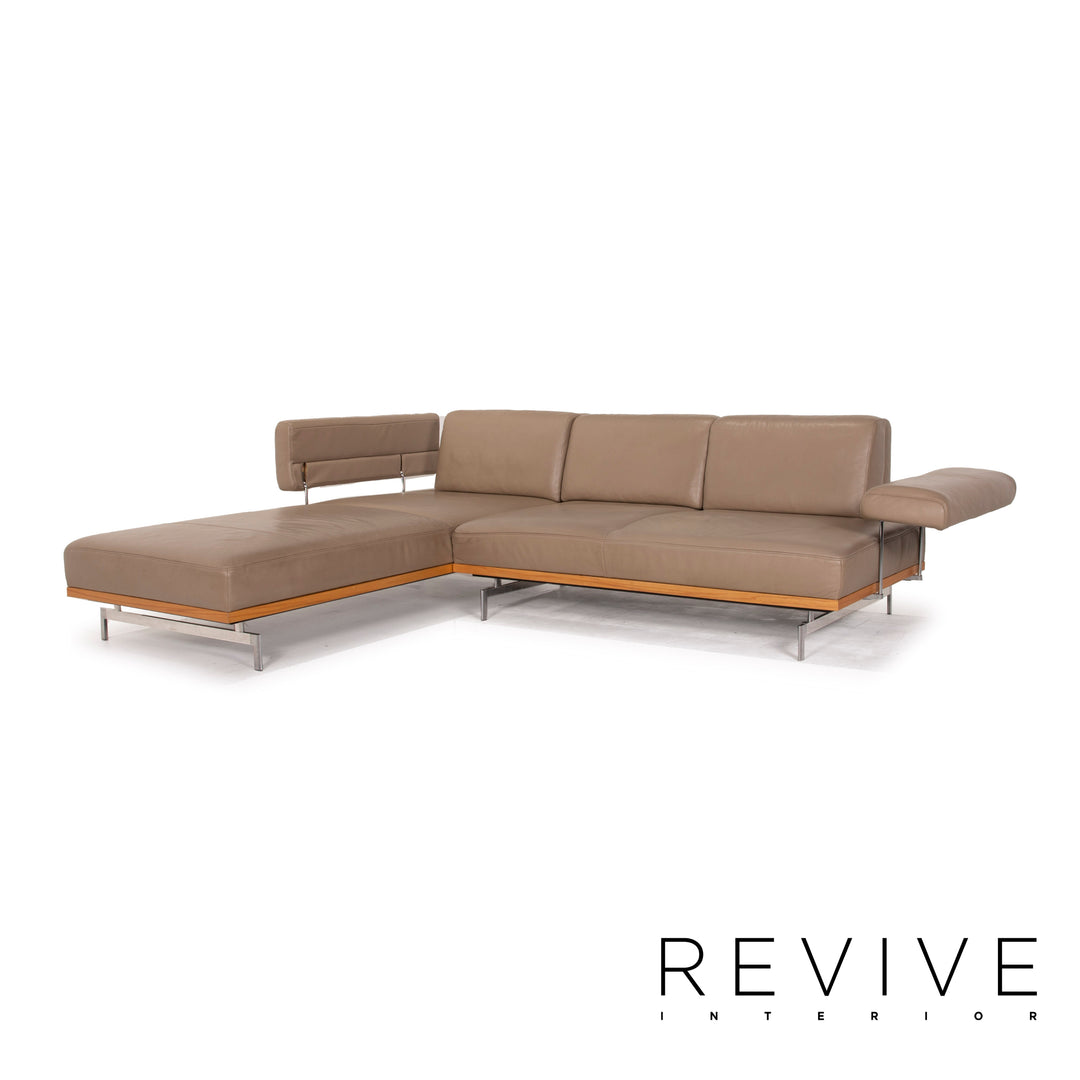 yup! Leather sofa brown corner sofa wood feature