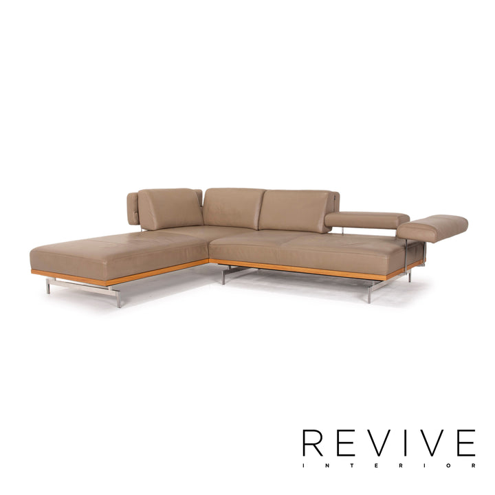yup! Leather sofa brown corner sofa wood feature