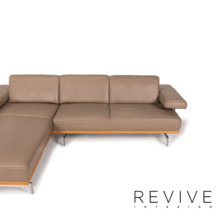 yup! Leather sofa brown corner sofa wood feature