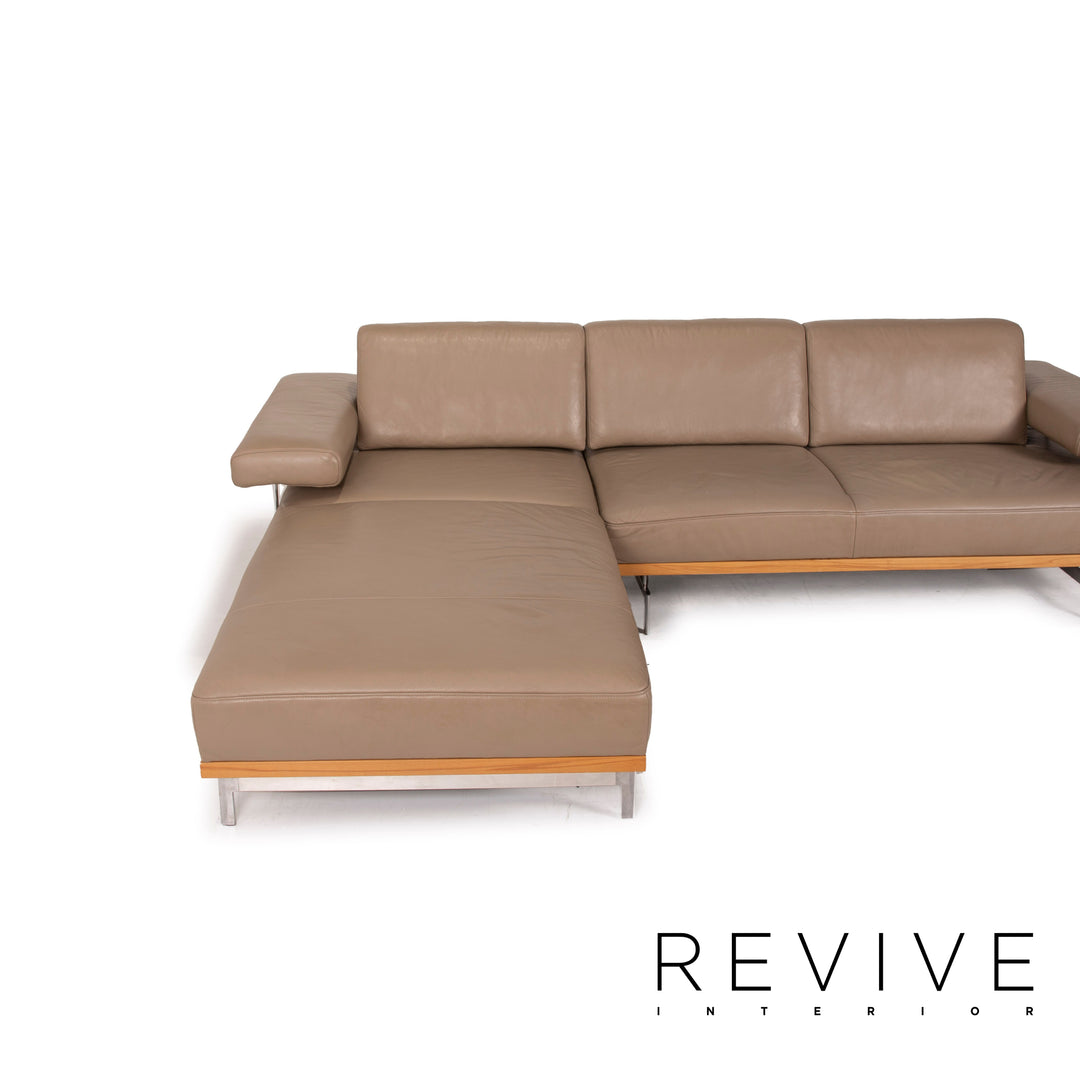 yup! Leather sofa brown corner sofa wood feature