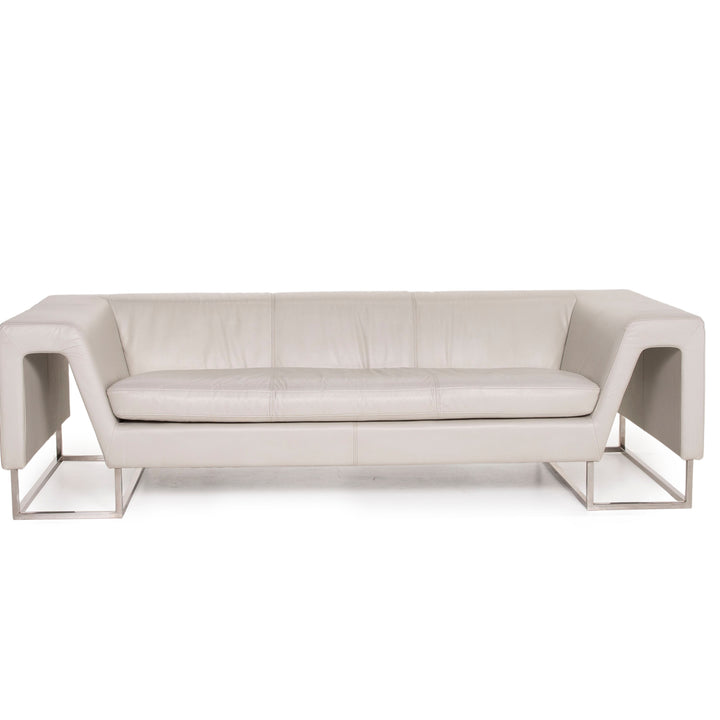 Joop! Leder Sofa Dreisitzer Grau Couch