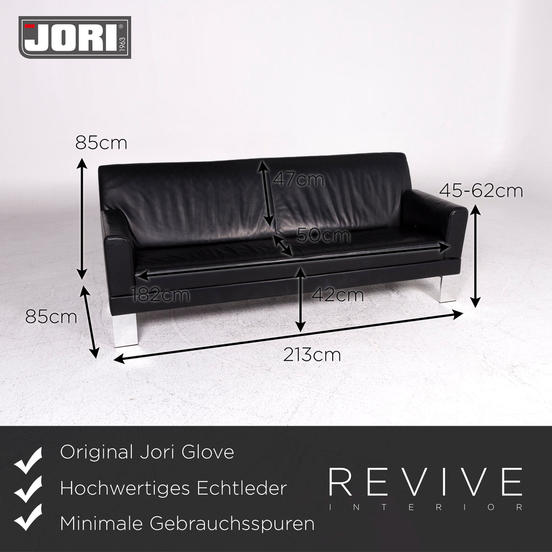 Jori Glove Canapé en cuir design noir Canapé trois places #9527