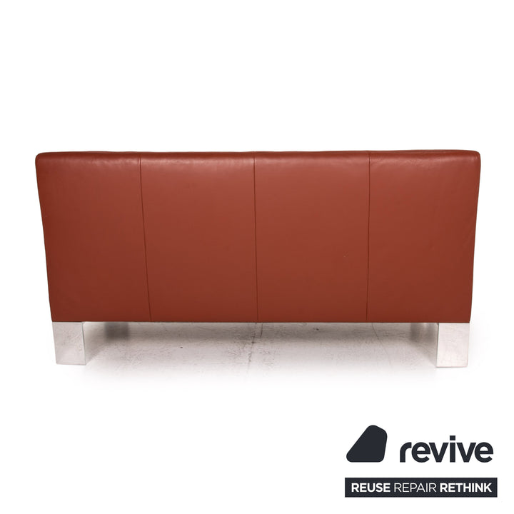 Canapé en cuir Jori Glove rouge rouille, canapé fonctionnel à deux places