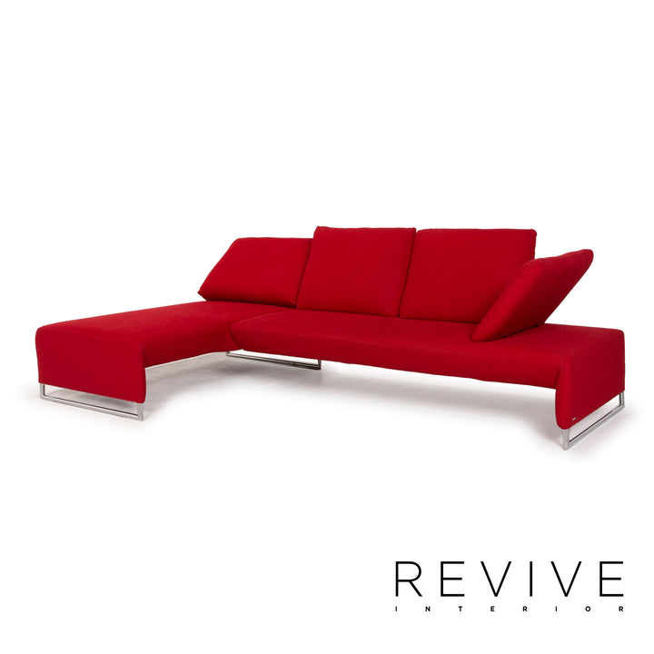 Koinor Designer Fabric Sofa Red Corner Sofa Couch
