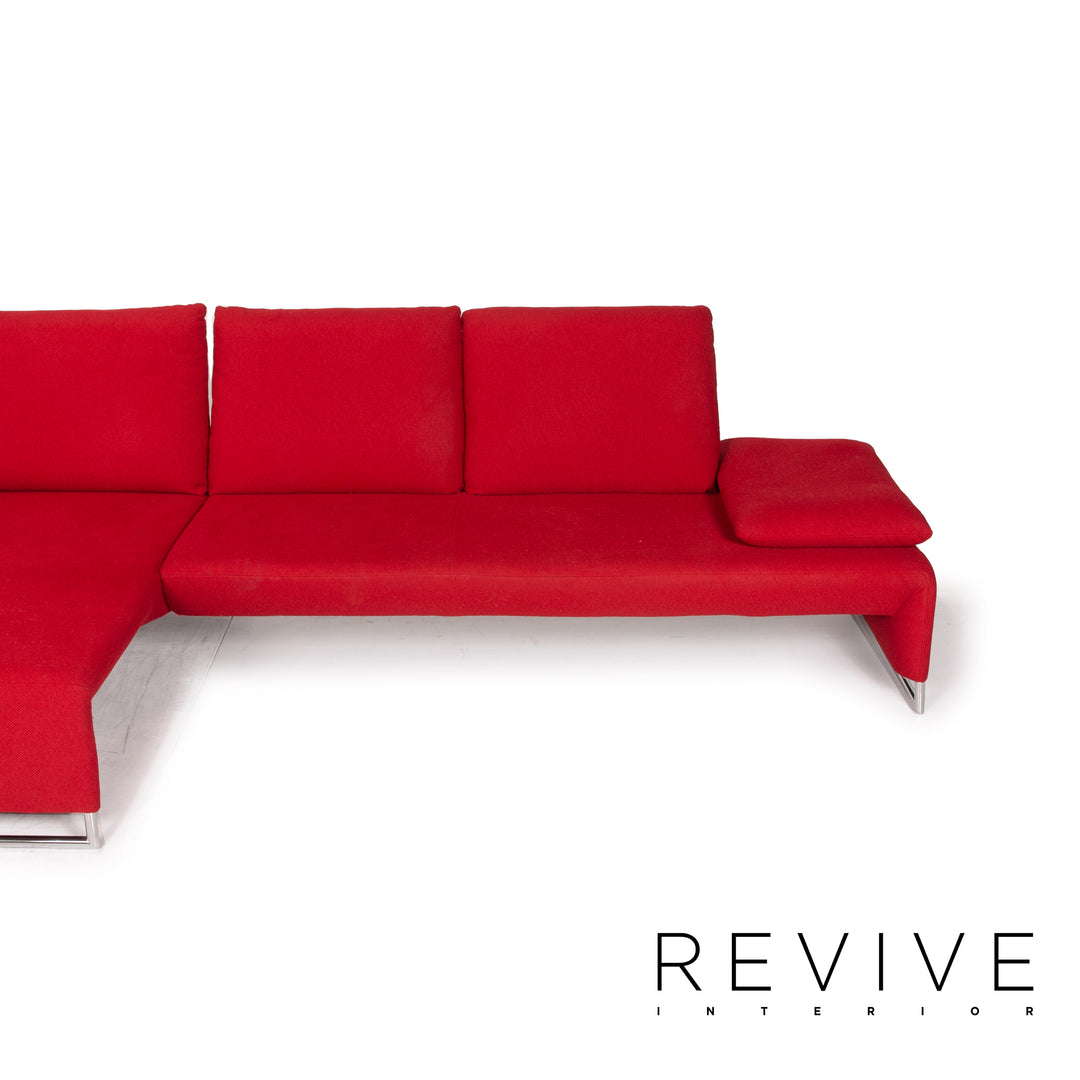 Koinor Designer Fabric Sofa Red Corner Sofa Couch