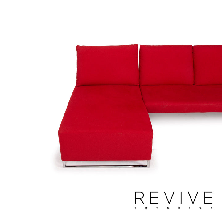 Koinor Designer Fabric Sofa Red Corner Sofa Couch