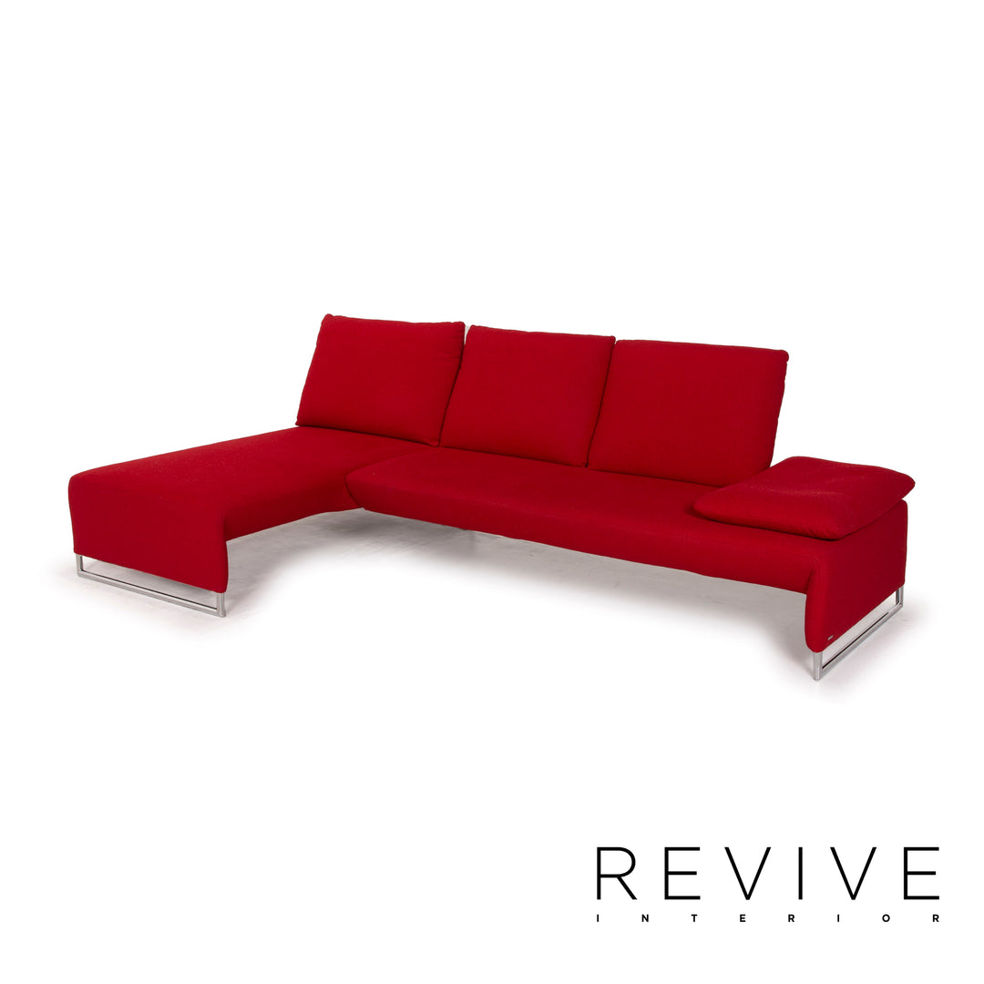 Koinor Designer Fabric Sofa Red Corner Sofa Couch
