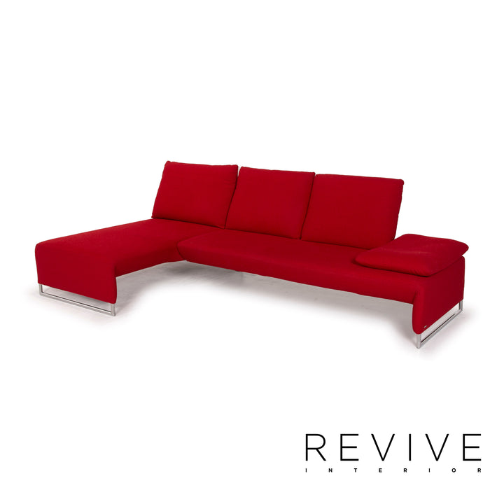 Koinor Designer Fabric Sofa Red Corner Sofa Couch