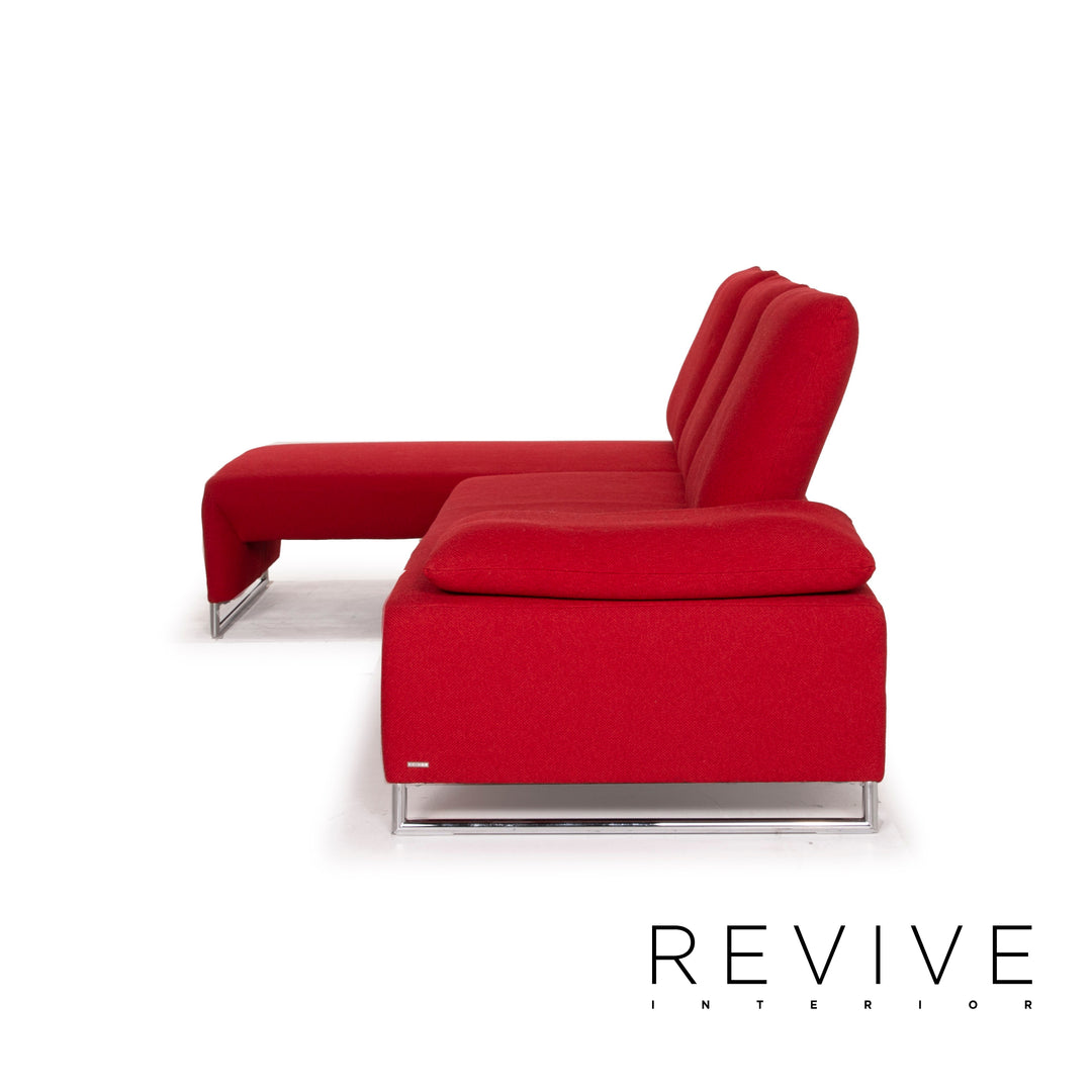 Koinor Designer Fabric Sofa Red Corner Sofa Couch