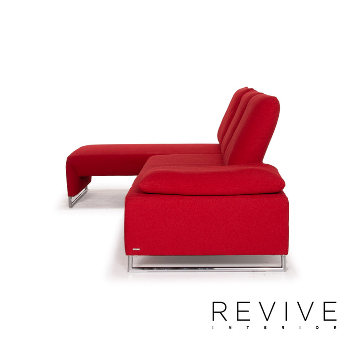 Koinor Designer Fabric Sofa Red Corner Sofa Couch