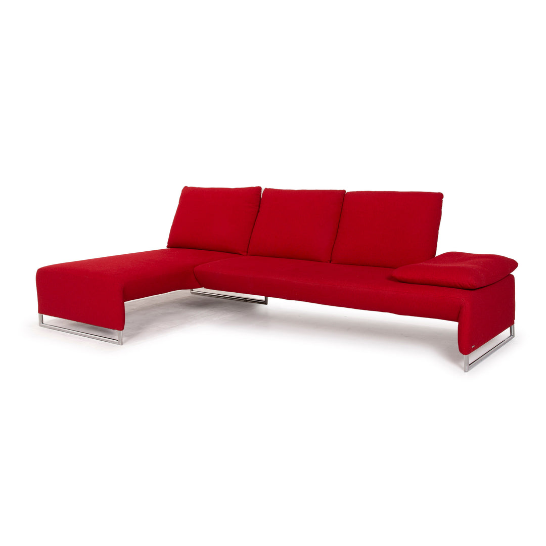 Koinor Designer Fabric Sofa Red Corner Sofa Couch