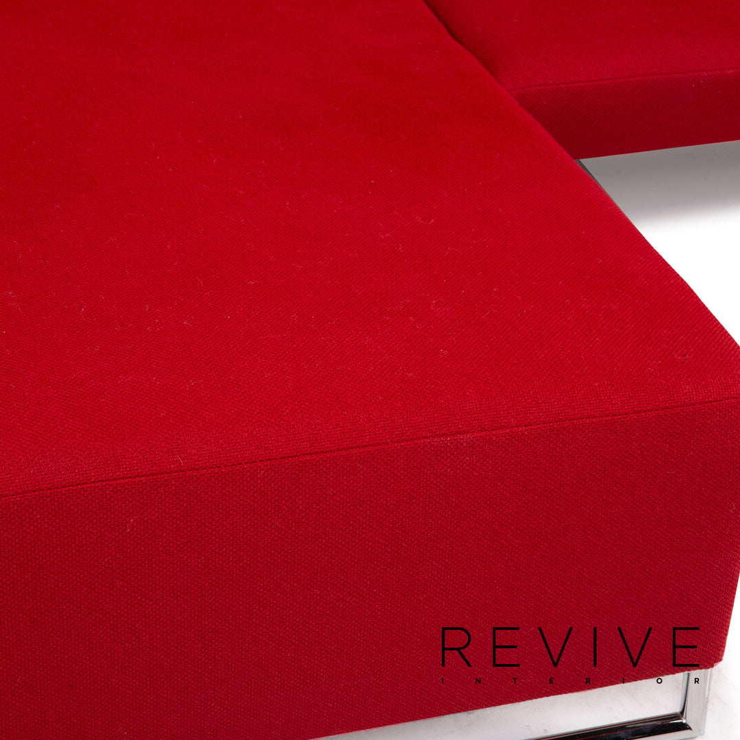 Koinor Designer Fabric Sofa Red Corner Sofa Couch