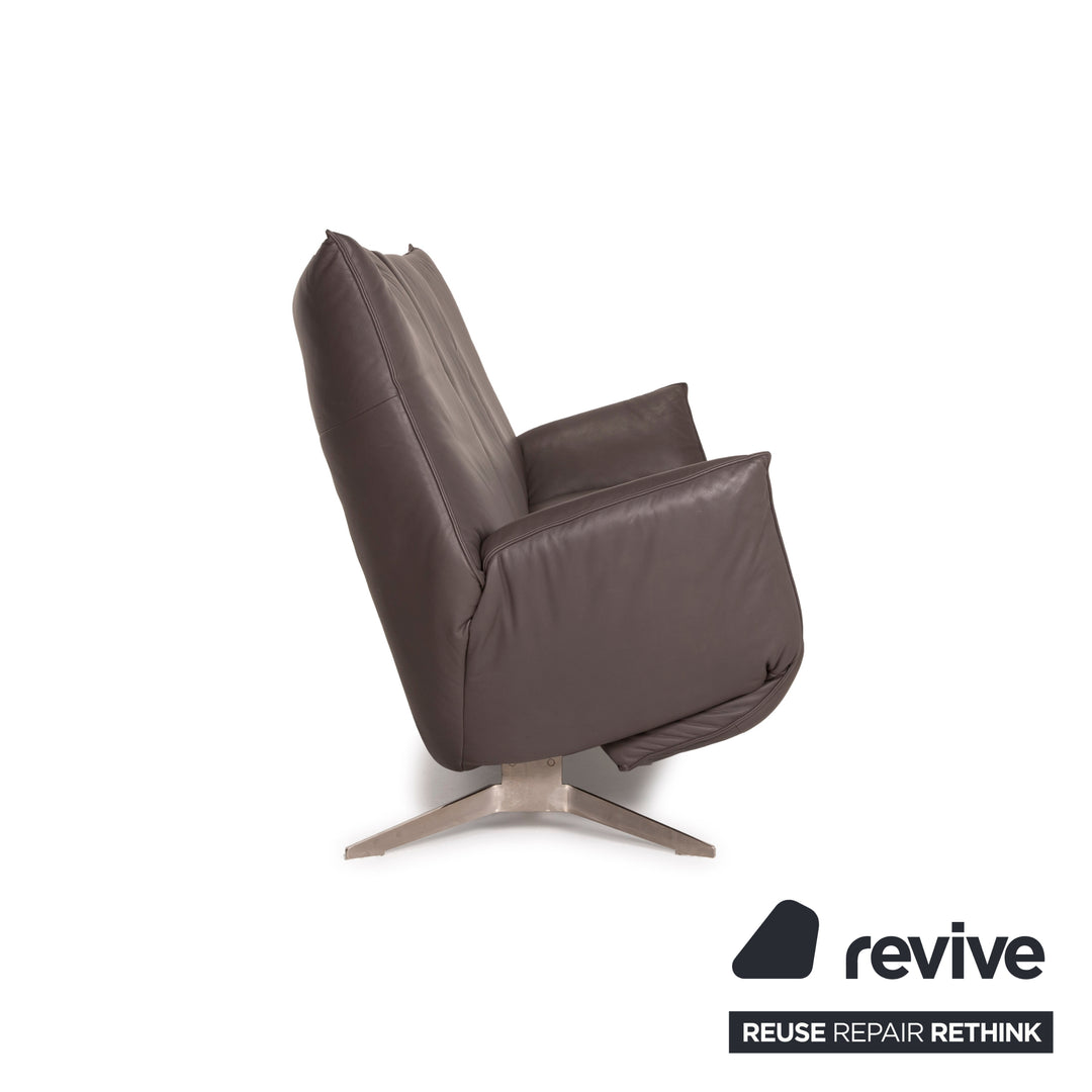 Koinor Evita ensemble canapé en cuir gris marron 1xtrois places 1xtabouret