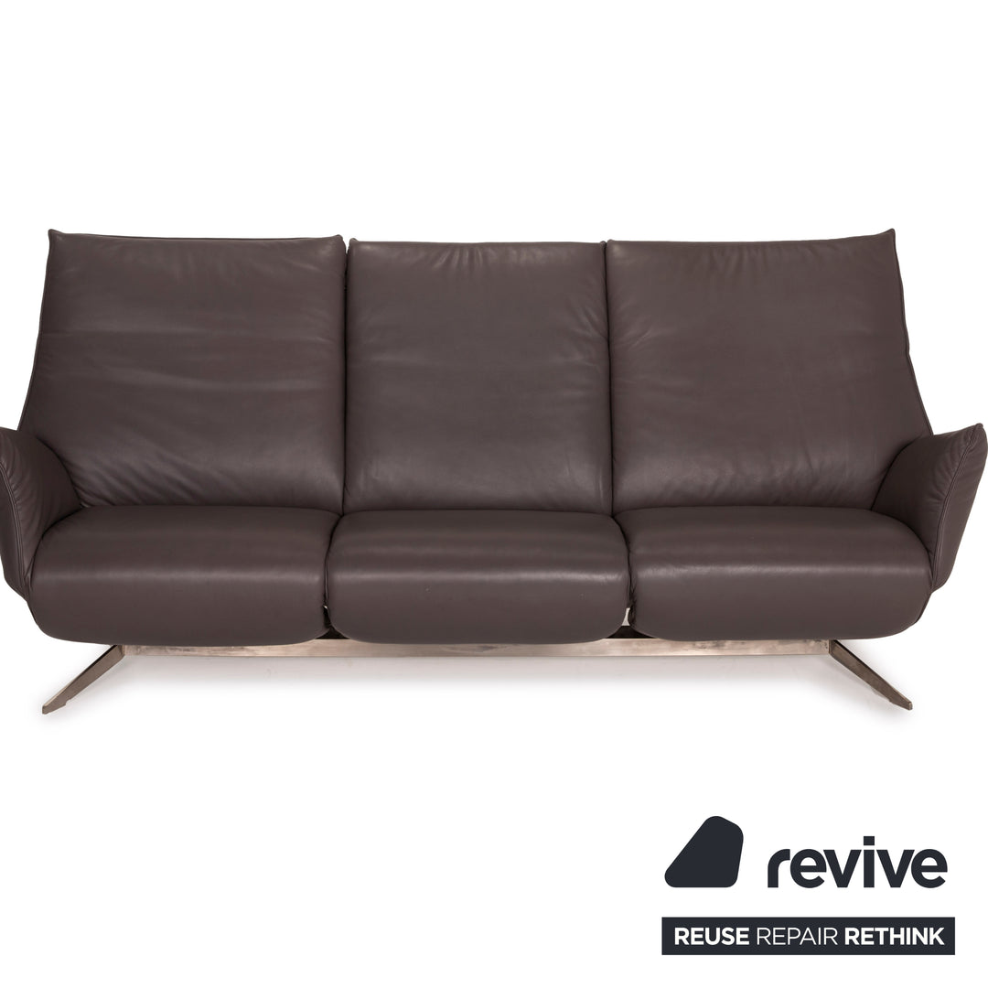Koinor Evita ensemble canapé en cuir gris marron 1xtrois places 1xtabouret
