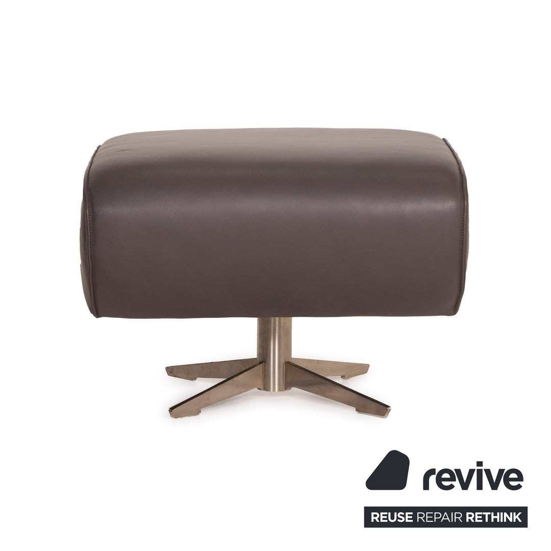 Koinor Evita ensemble canapé en cuir gris marron 1xtrois places 1xtabouret