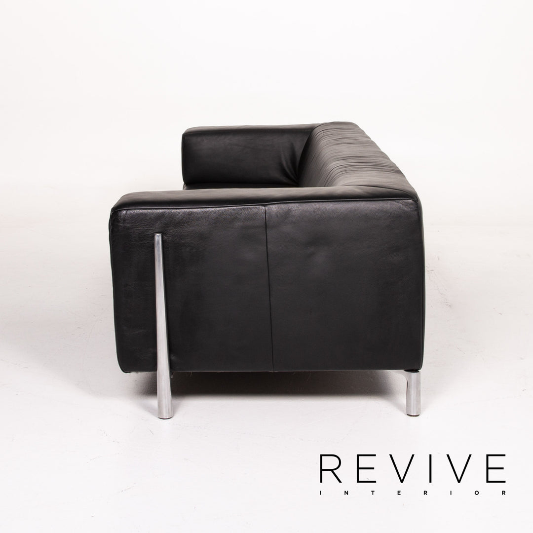 Koinor Genesis Leder Sofa Schwarz Viersitzer Couch #14018
