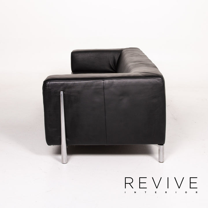 Koinor Genesis Leder Sofa Schwarz Viersitzer Couch #14018