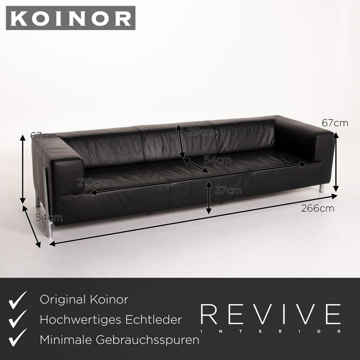 Koinor Genesis Leder Sofa Schwarz Viersitzer Couch #14018