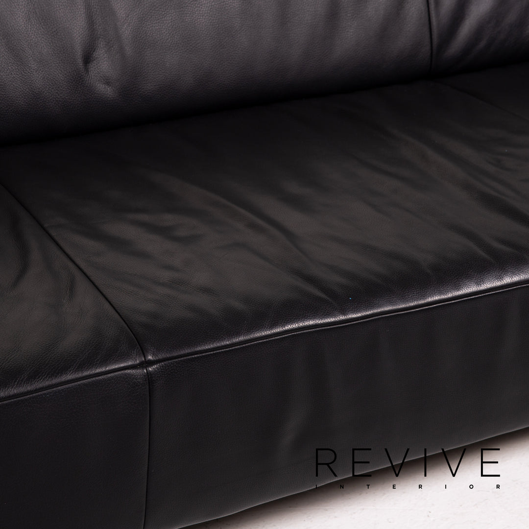 Koinor Genesis Leder Sofa Schwarz Viersitzer Couch #14018